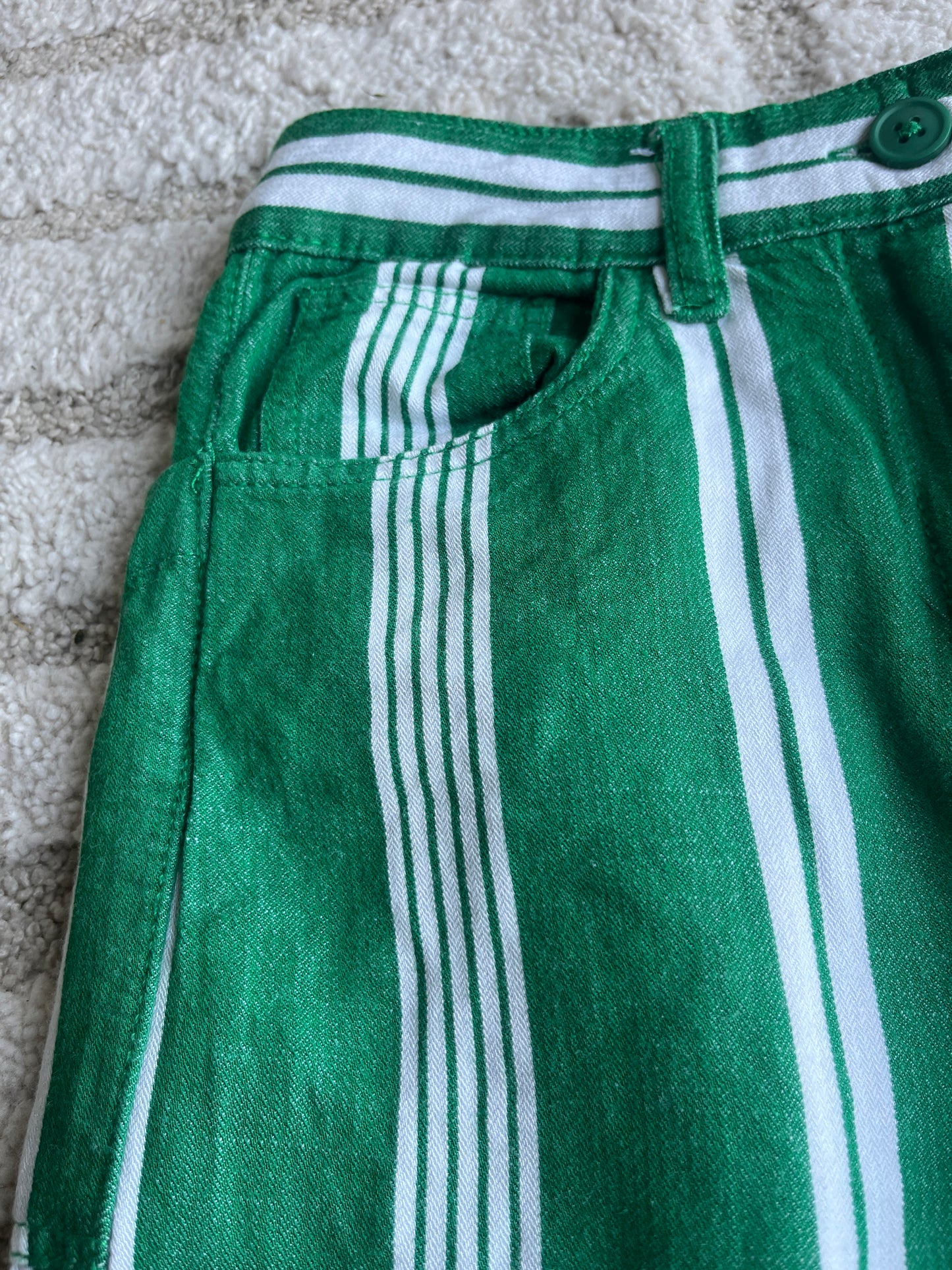 Pantalon large effet lin vert et blanc Piombo - 8 ans