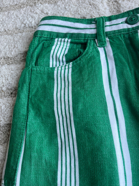 Pantalon large effet lin vert et blanc Piombo - 8 ans