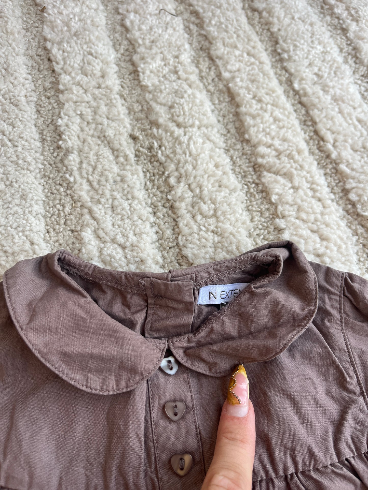 Robe vintage à manches courtes et col Claudine marron - 12 mois