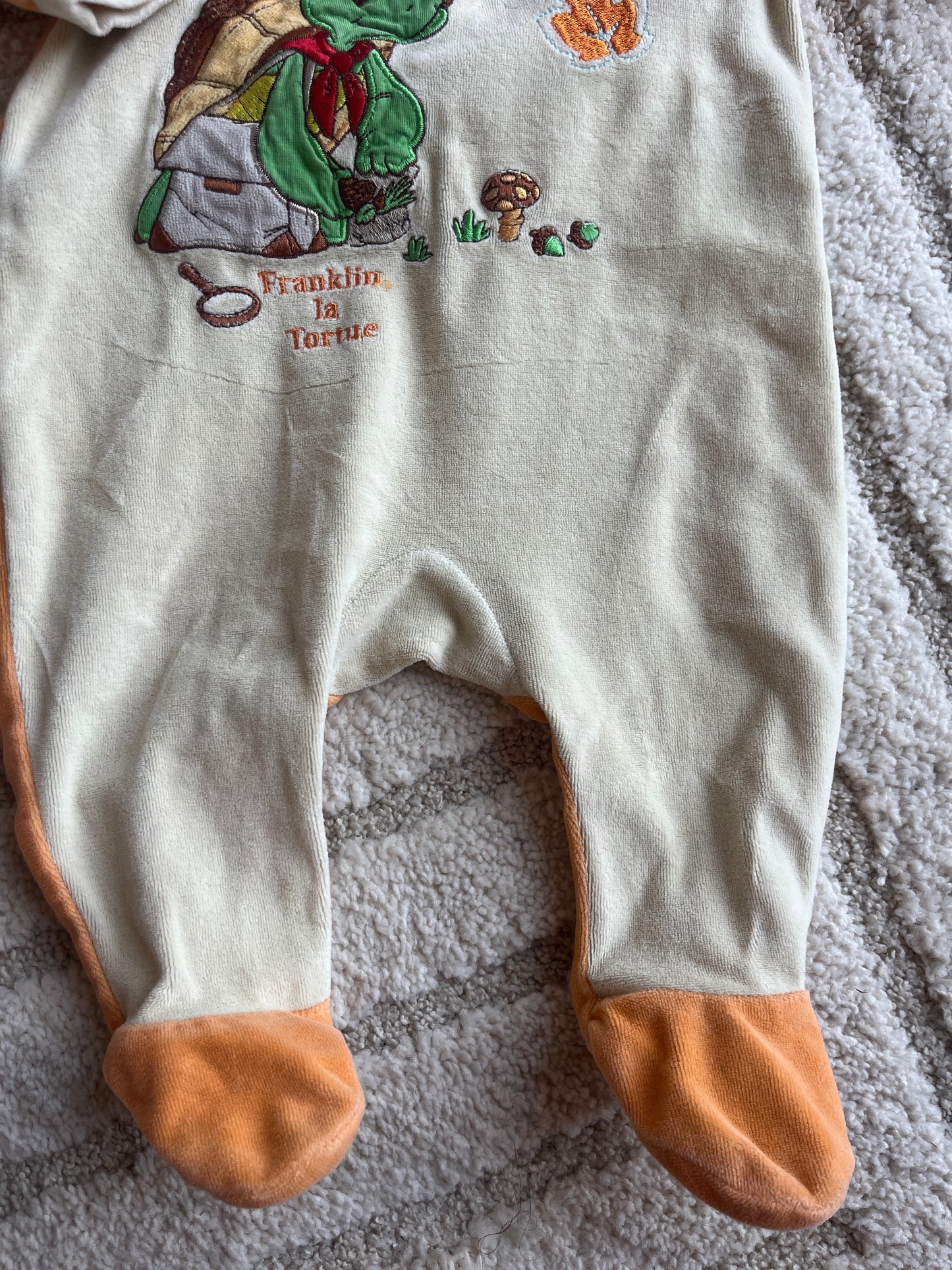 Pyjama velours bicolore orange et jaune Franklin - 6 mois