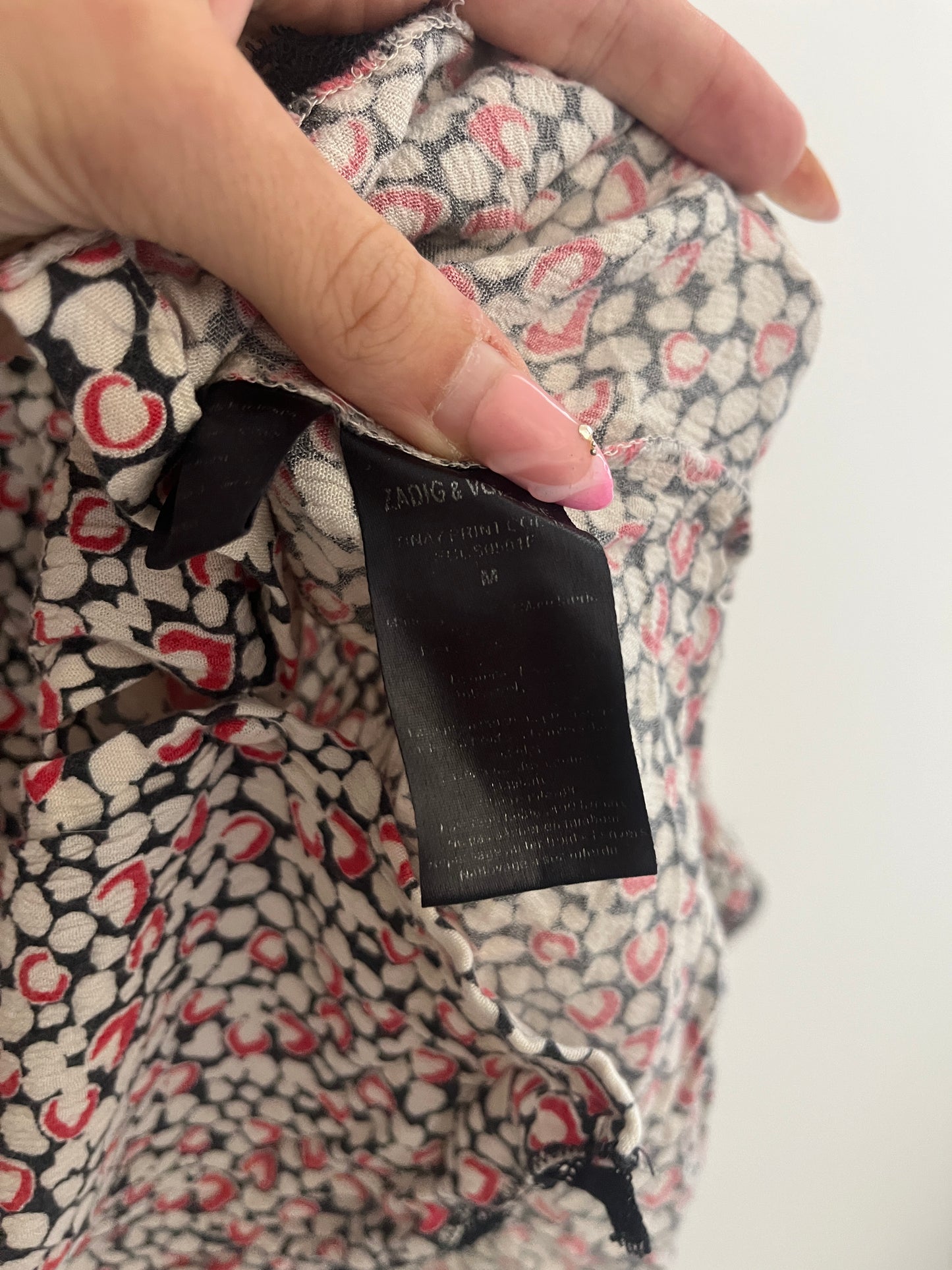 Blouse légère à manches longues motifs cœurs et dentelle Zadig&Voltaire - M