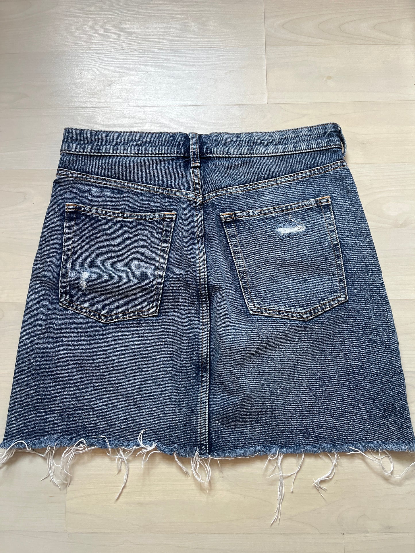 Mini jupe en jean bleu brut effet déchiré H&M - 38