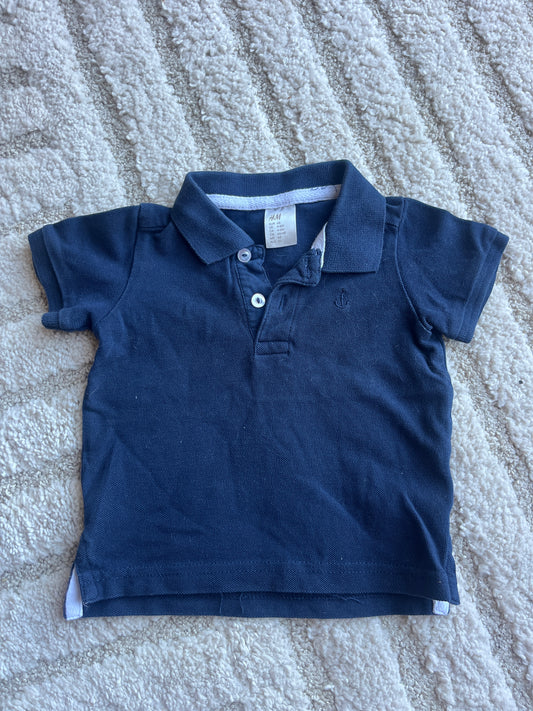 Polo à fines mailles bleu marine motif encre H&M - 6 mois
