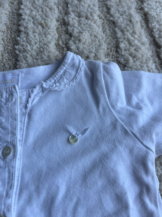 T-shirt à manches longues blanc détails dentelle Jacadi - 6 mois