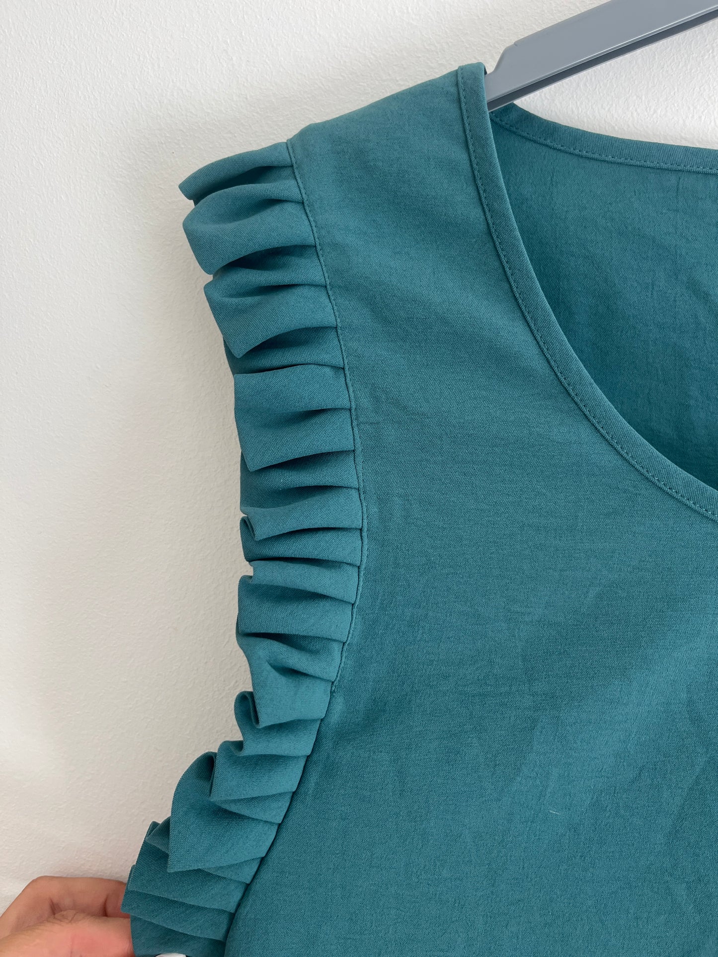 T-shirt à manches volantées bleu vert Molly Bracken - S