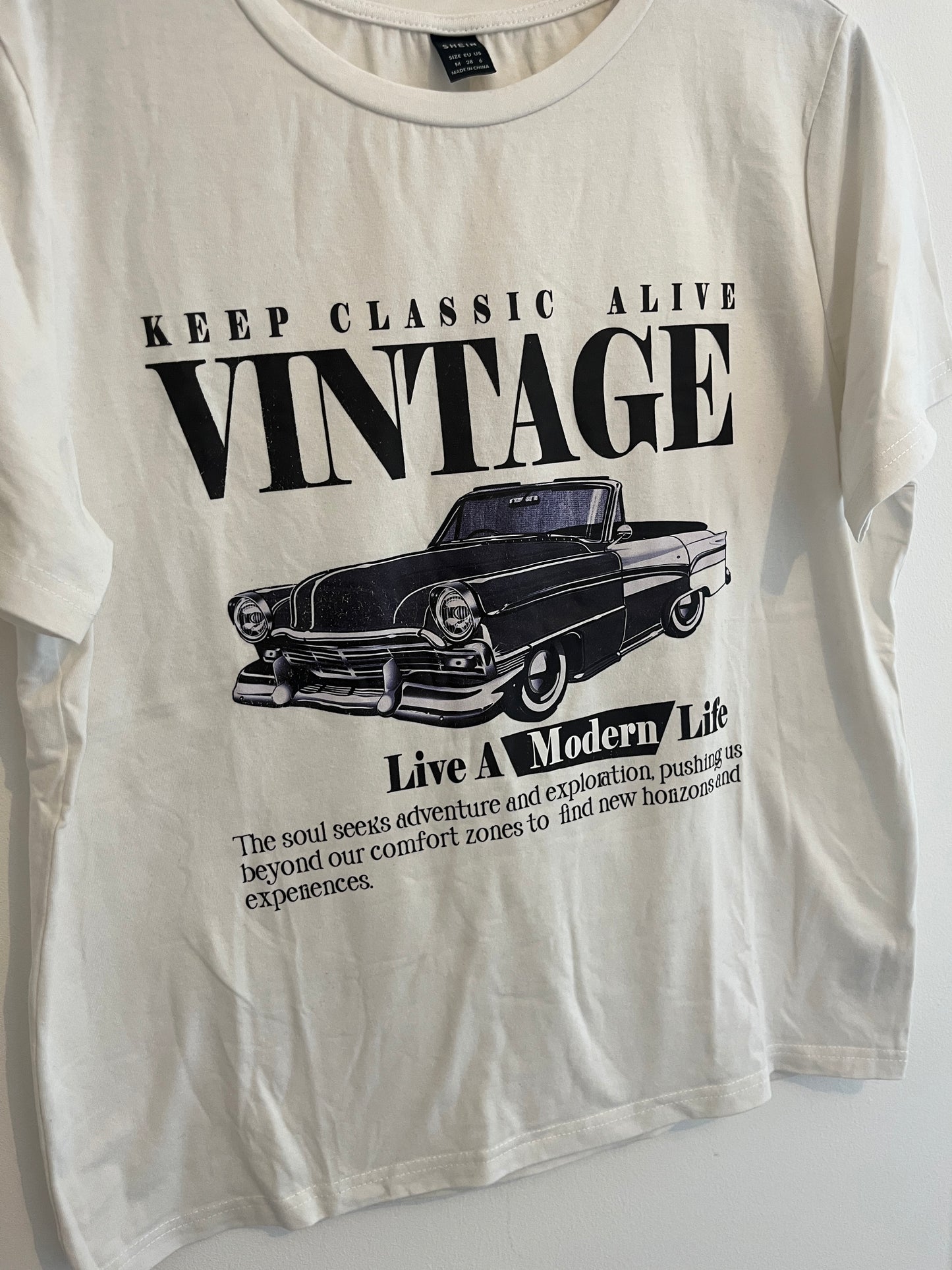 T-shirt manches courtes blanc « vintage » - M
