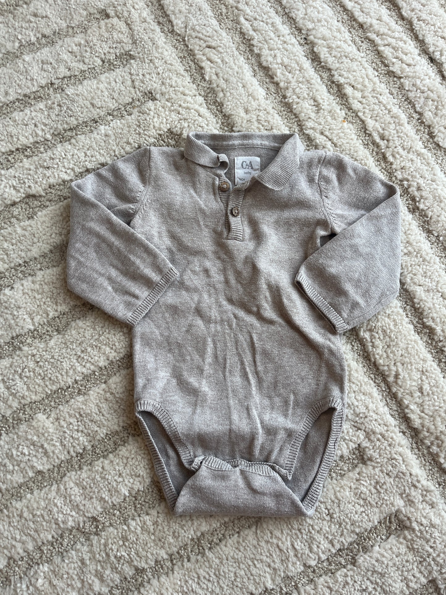 Body à manches longues en jersey beige avec col - 6/9 mois (74cm)