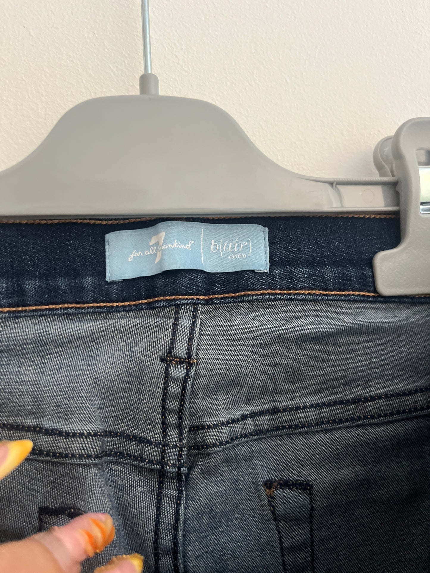 Jean bleu brut slim effet délavé 7 For All Mankind - S/36