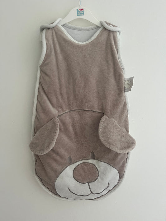 Gigoteuse velours et épaisse marron ourson en relief - 0/6 mois