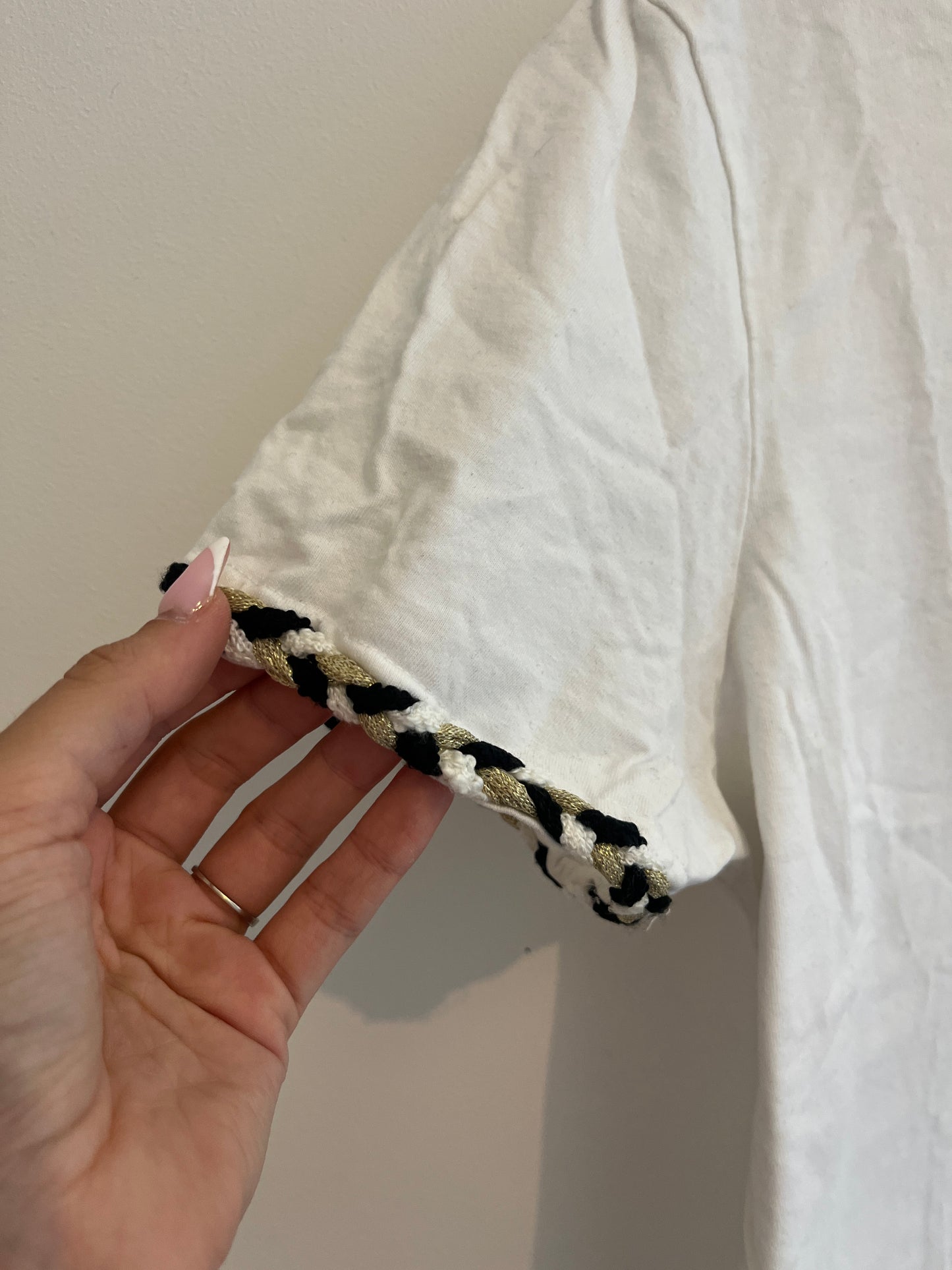 T-shirt manches courtes blanc détails manches - S/M