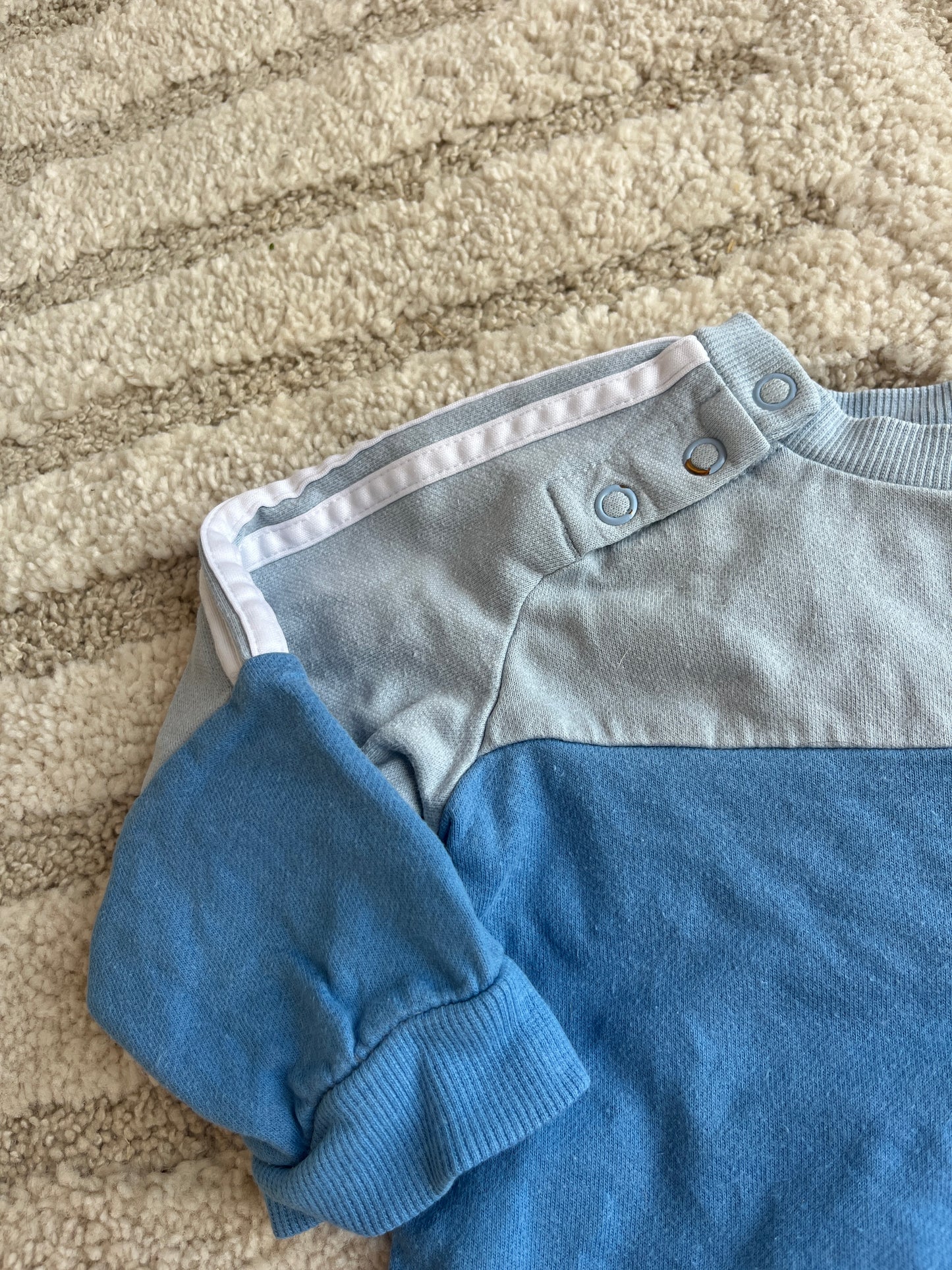 Sweat à manches longues bicolore bleu Adidas - 6 mois