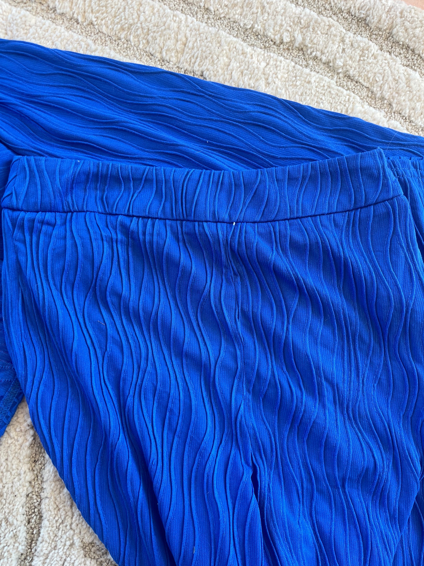 Ensemble haut court croisé et bas large bleu PLT - S