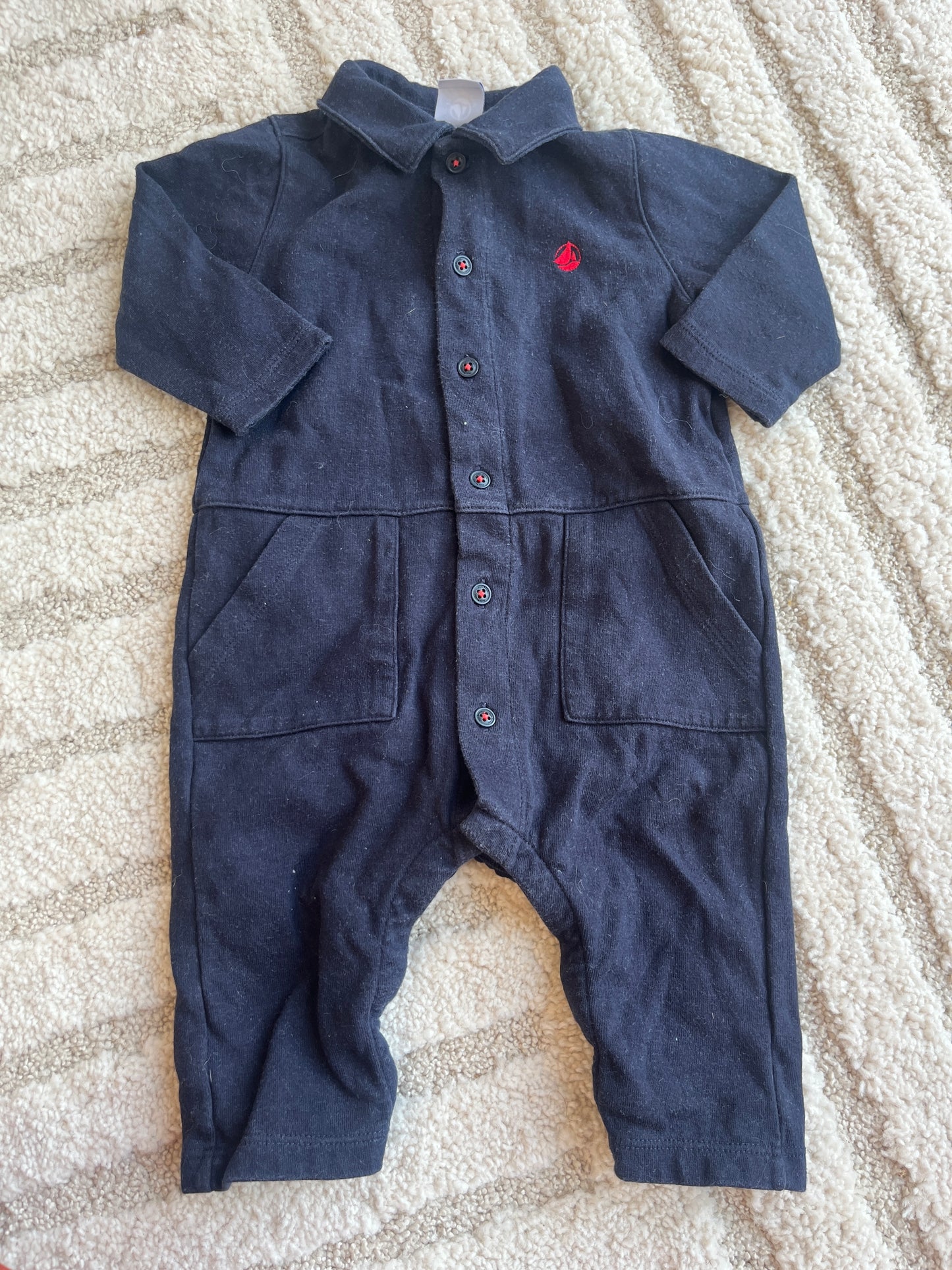 Combinaison à manches longues et col à revers Petit Bateau - 6 mois
