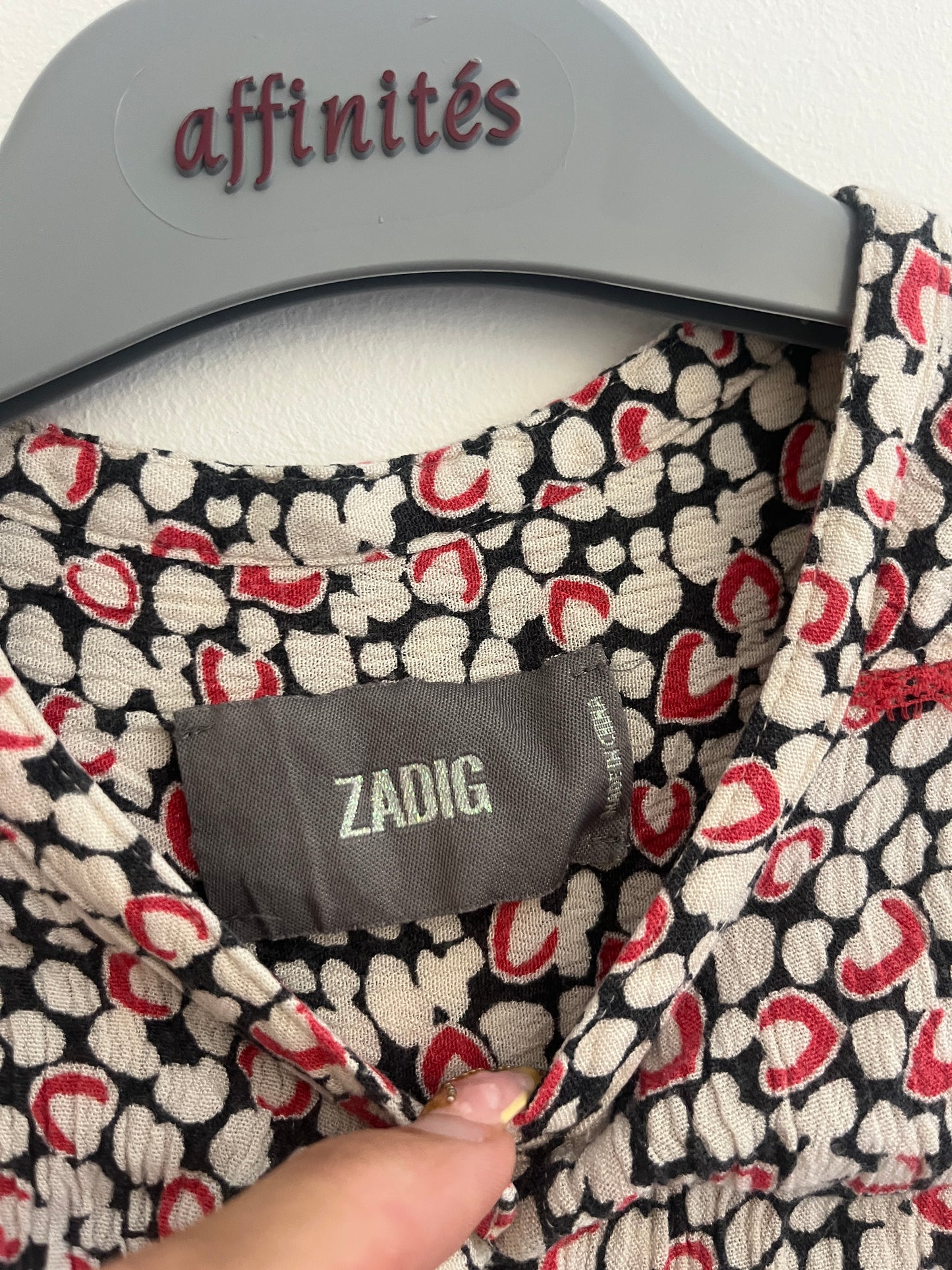Blouse légère à manches longues motifs cœurs et dentelle Zadig&Voltaire - M