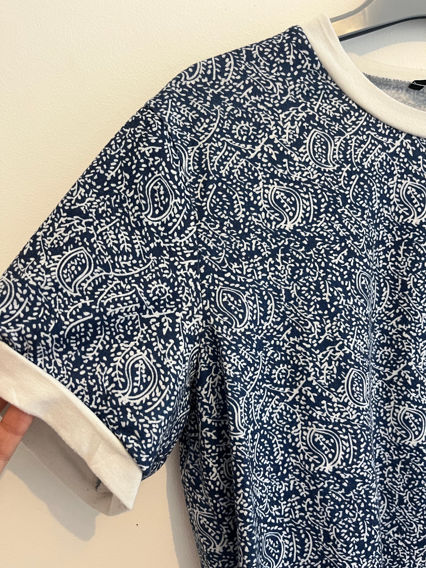 T-shirt manches courtes motifs bleus et blancs - M