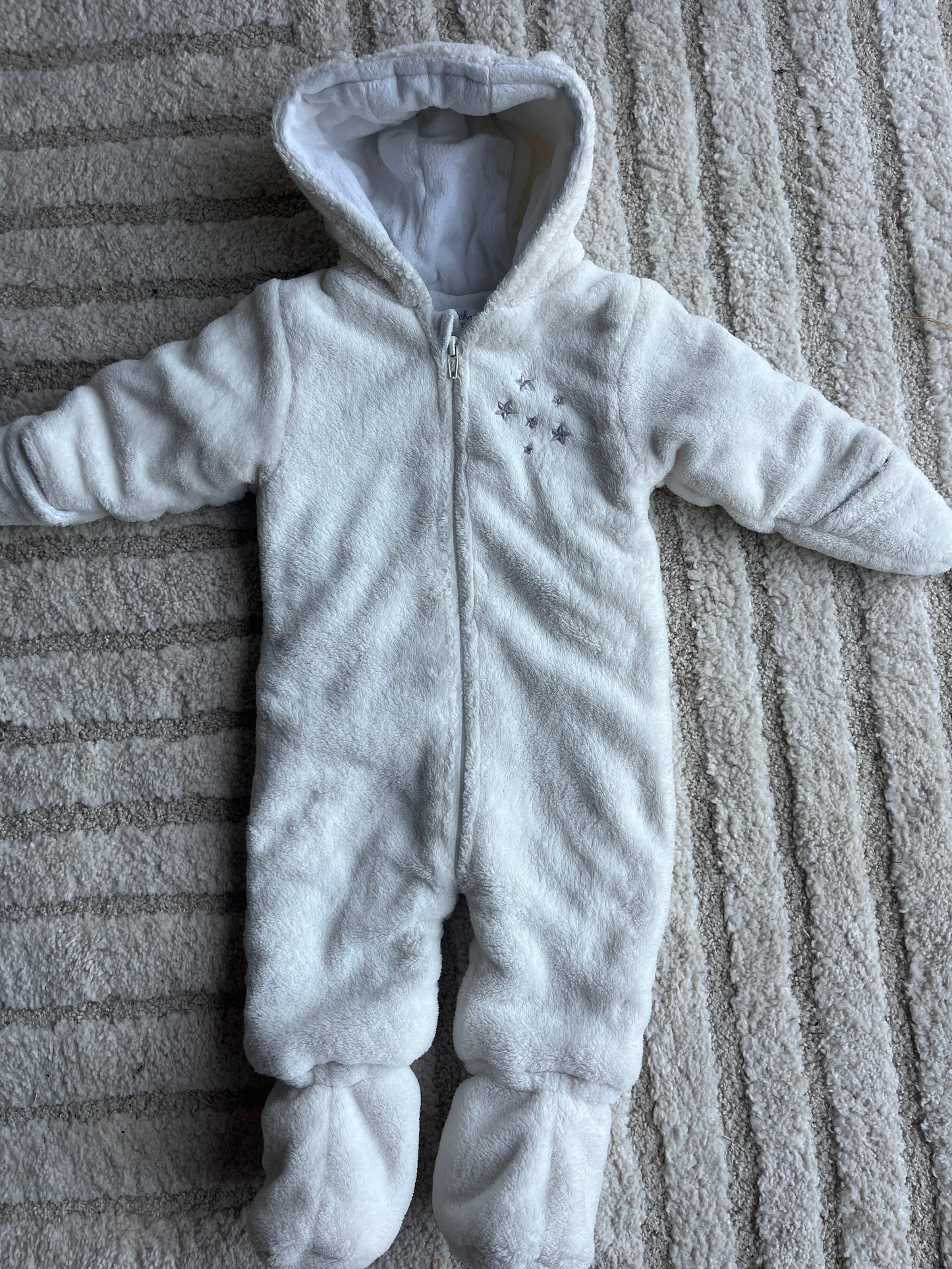 Combinaison pilote polaire blanche avec moufles et capuche Kitchoun - 3 mois