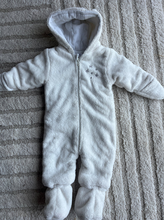Combinaison pilote polaire blanche avec moufles et capuche Kitchoun - 3 mois