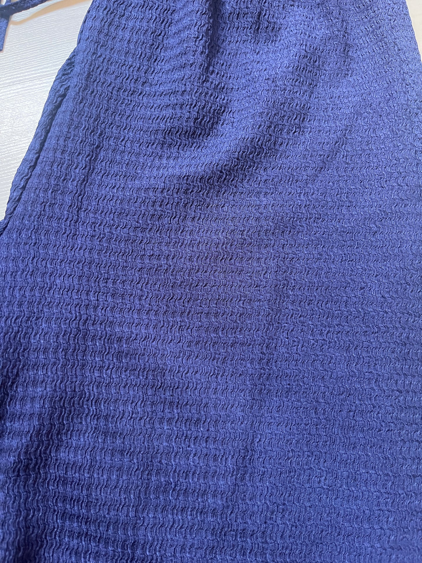 Pantalon large et fluide en maille gaufrée bleu - M