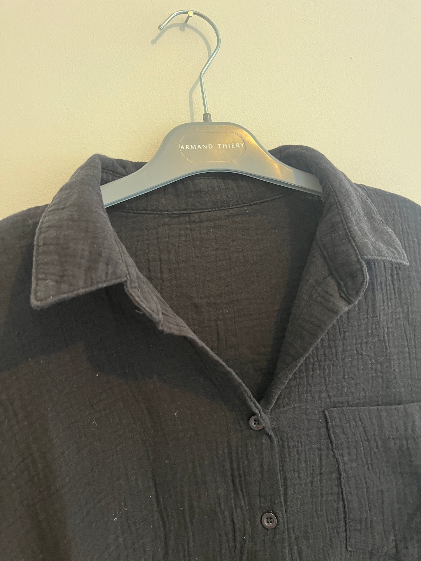 Chemise noire oversize gaze de coton - M