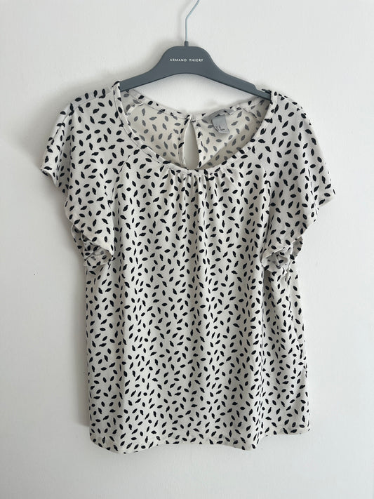 Top à manches courtes blanc et noir H&M - XS