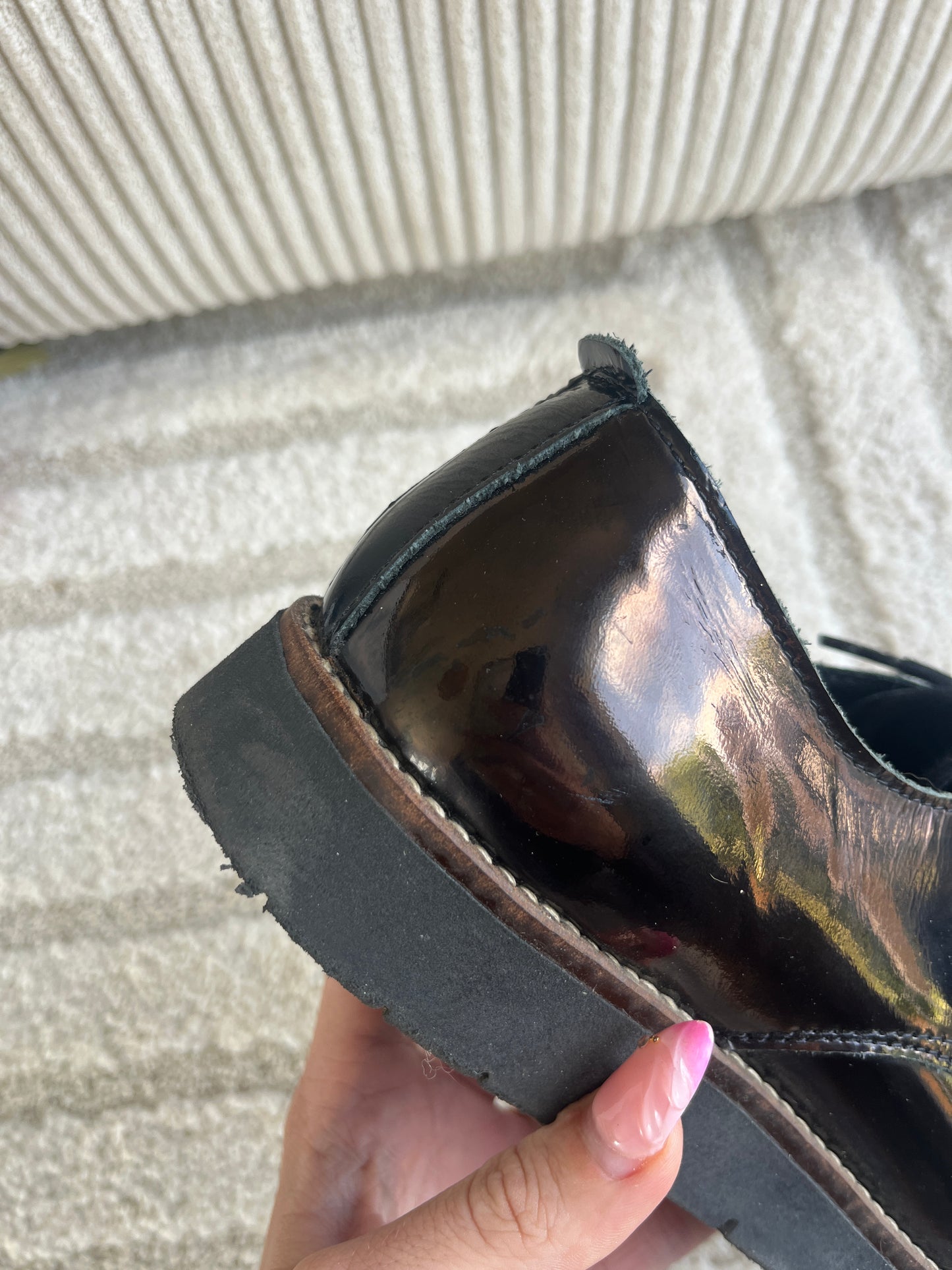 Paire de derbies noir vernis brillant Chaussea + produit entretien - pointure 39