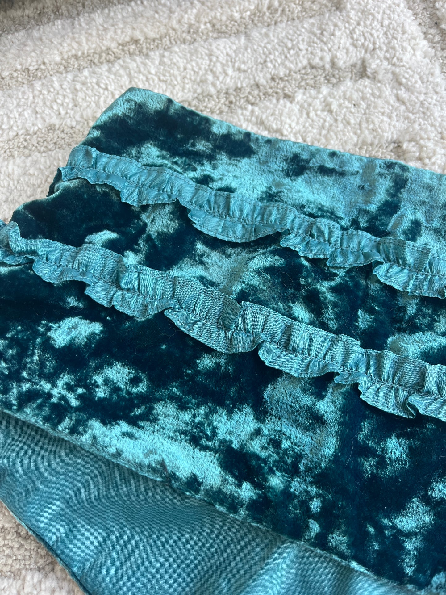 Foulard bleu canard en velours et volanté Maison 123