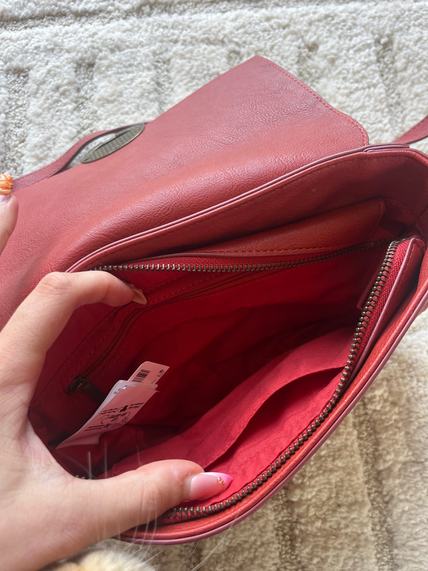 Sac à main corail avec boucle doré Bonobo