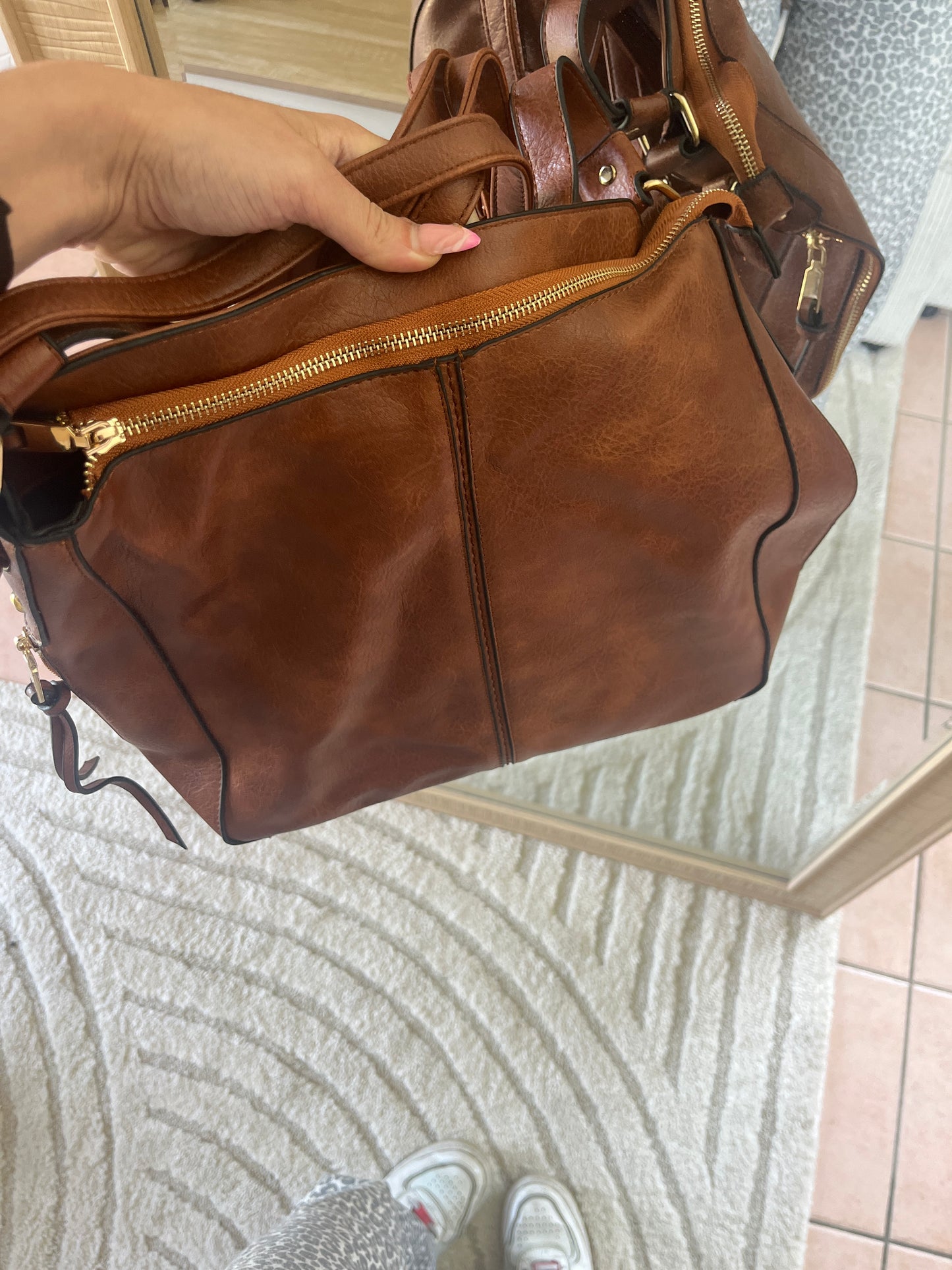 Sac à main camel avec 2 portefeuilles