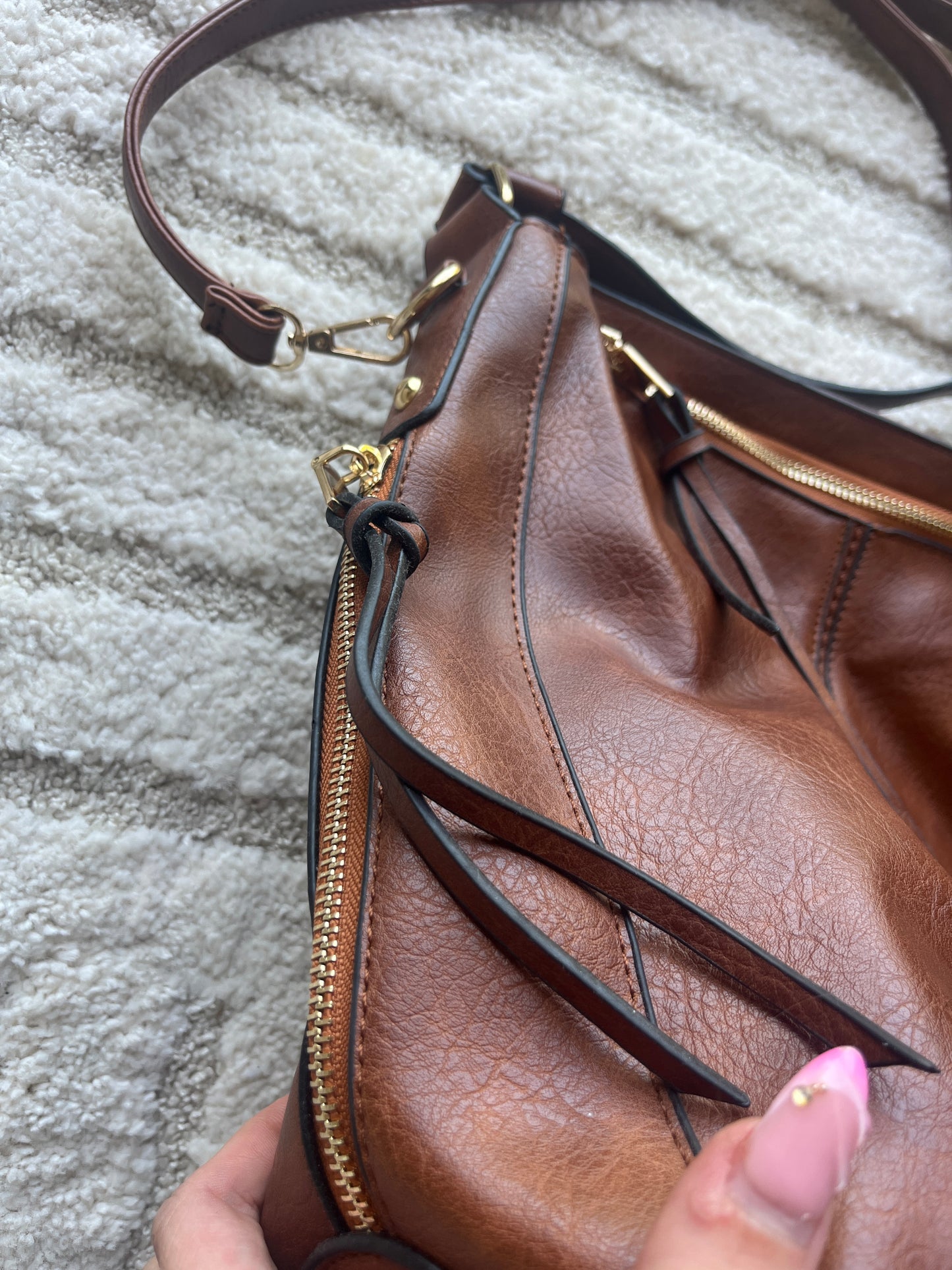 Sac à main camel avec 2 portefeuilles