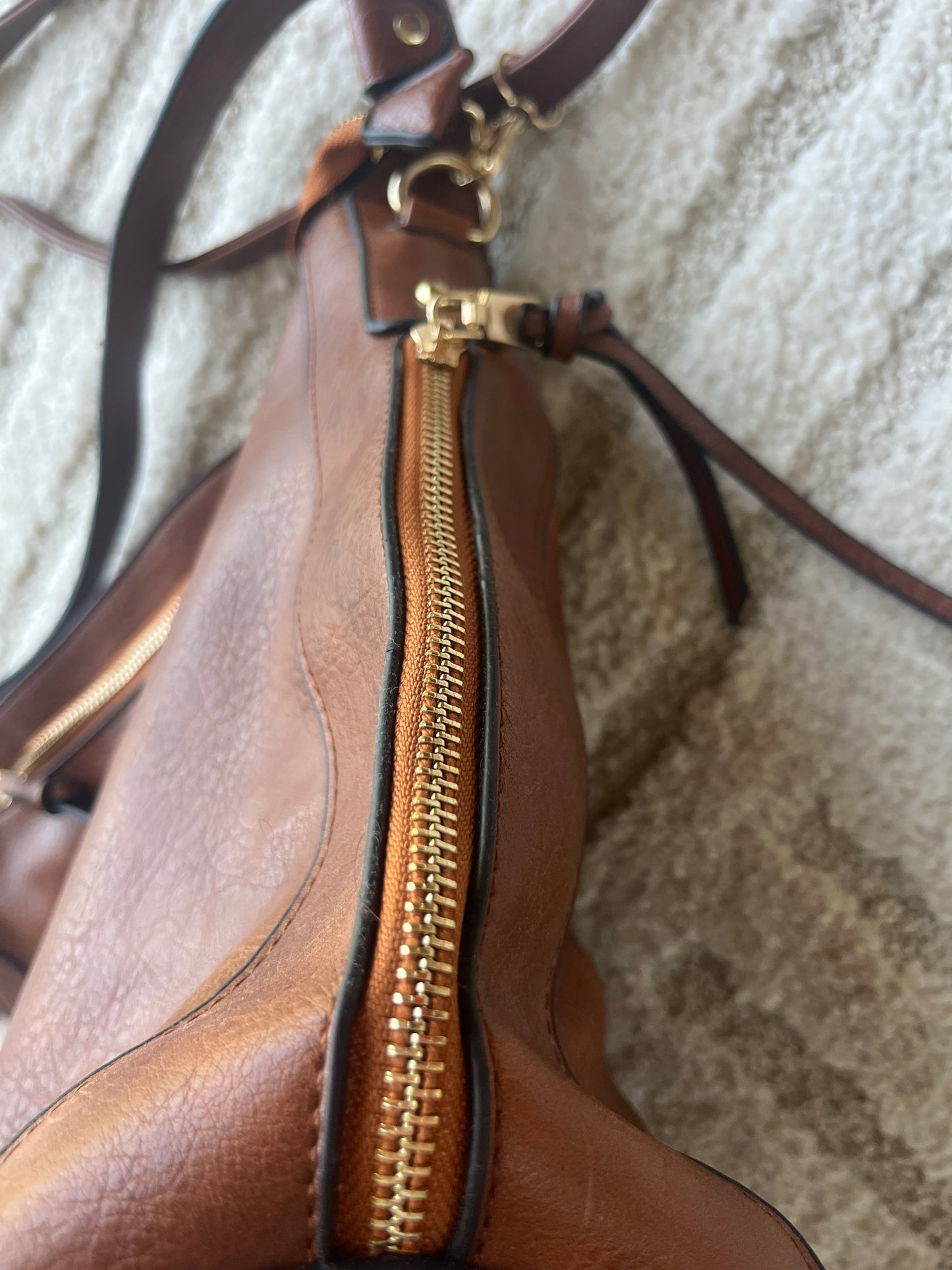 Sac à main camel avec 2 portefeuilles