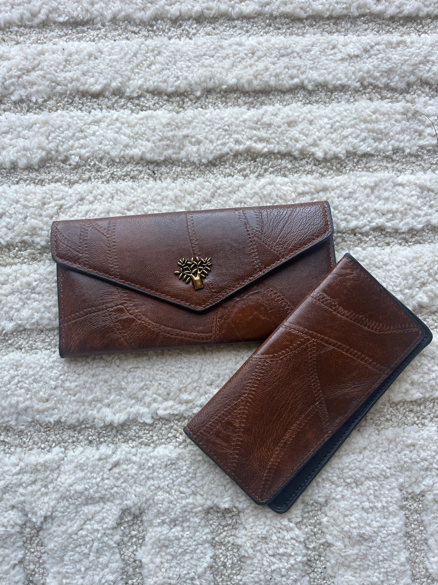 Sac à main camel avec 2 portefeuilles