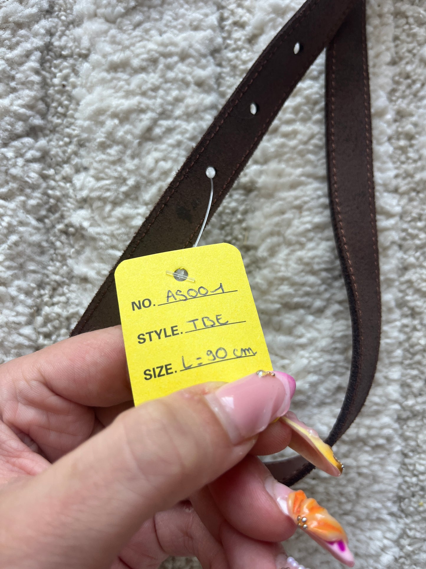 Ceinture marron en croûte de cuir de vachette SomeWhere - longueur 90 cm
