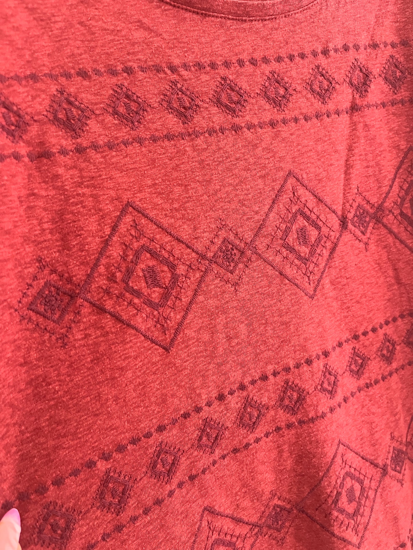T-shirt à manches longues rouge motifs bohèmes Promod - L