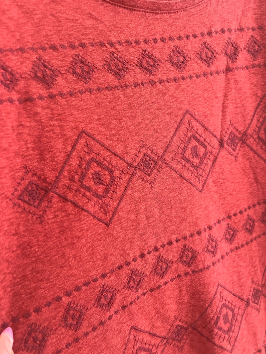 T-shirt à manches longues rouge motifs bohèmes Promod - L