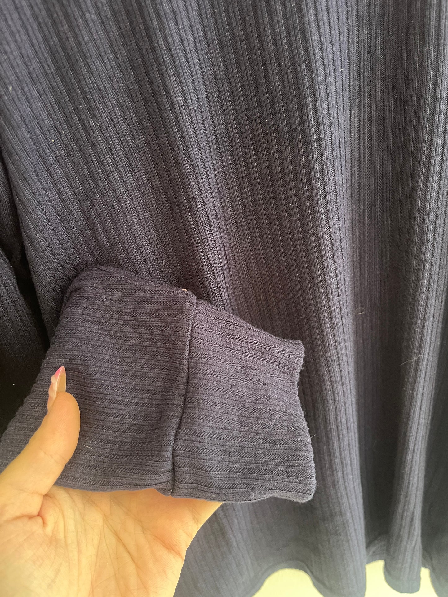 Pull côtelé bleu marine avec col roulé Damart - L
