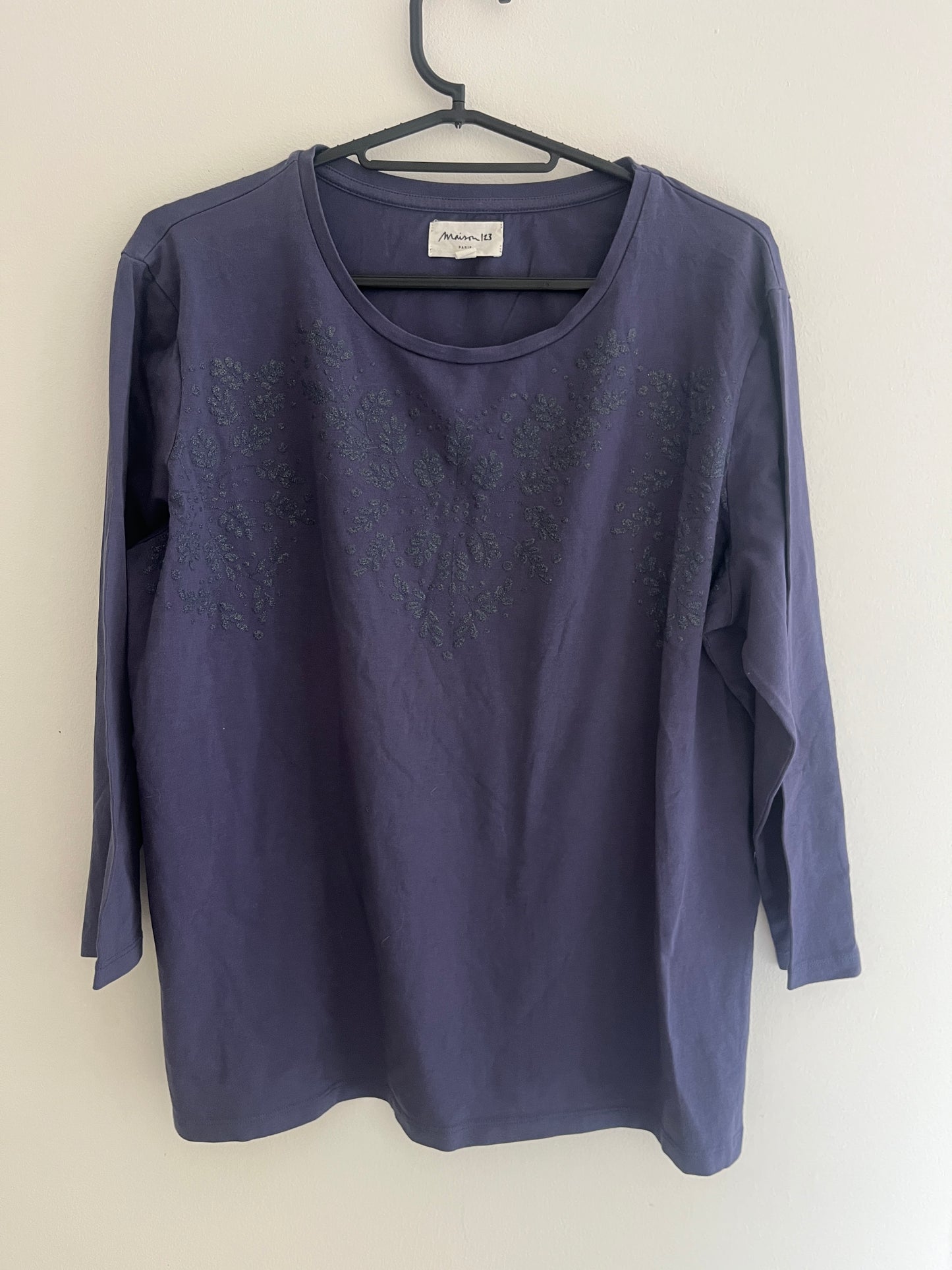 T-shirt à manches longues bleu avec paillettes Maison 123 - XL