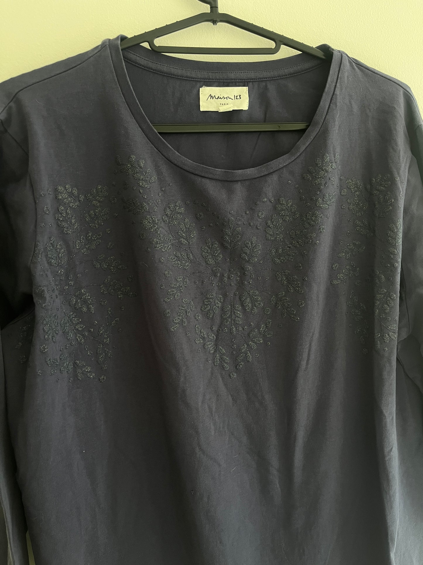 T-shirt à manches longues bleu avec paillettes Maison 123 - XL