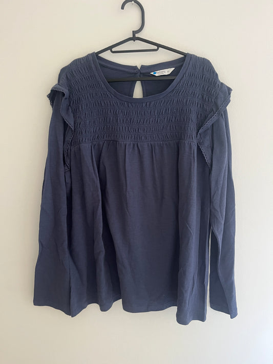 T-shirt à manches longues bleu avec volants - T.20 (48/50)