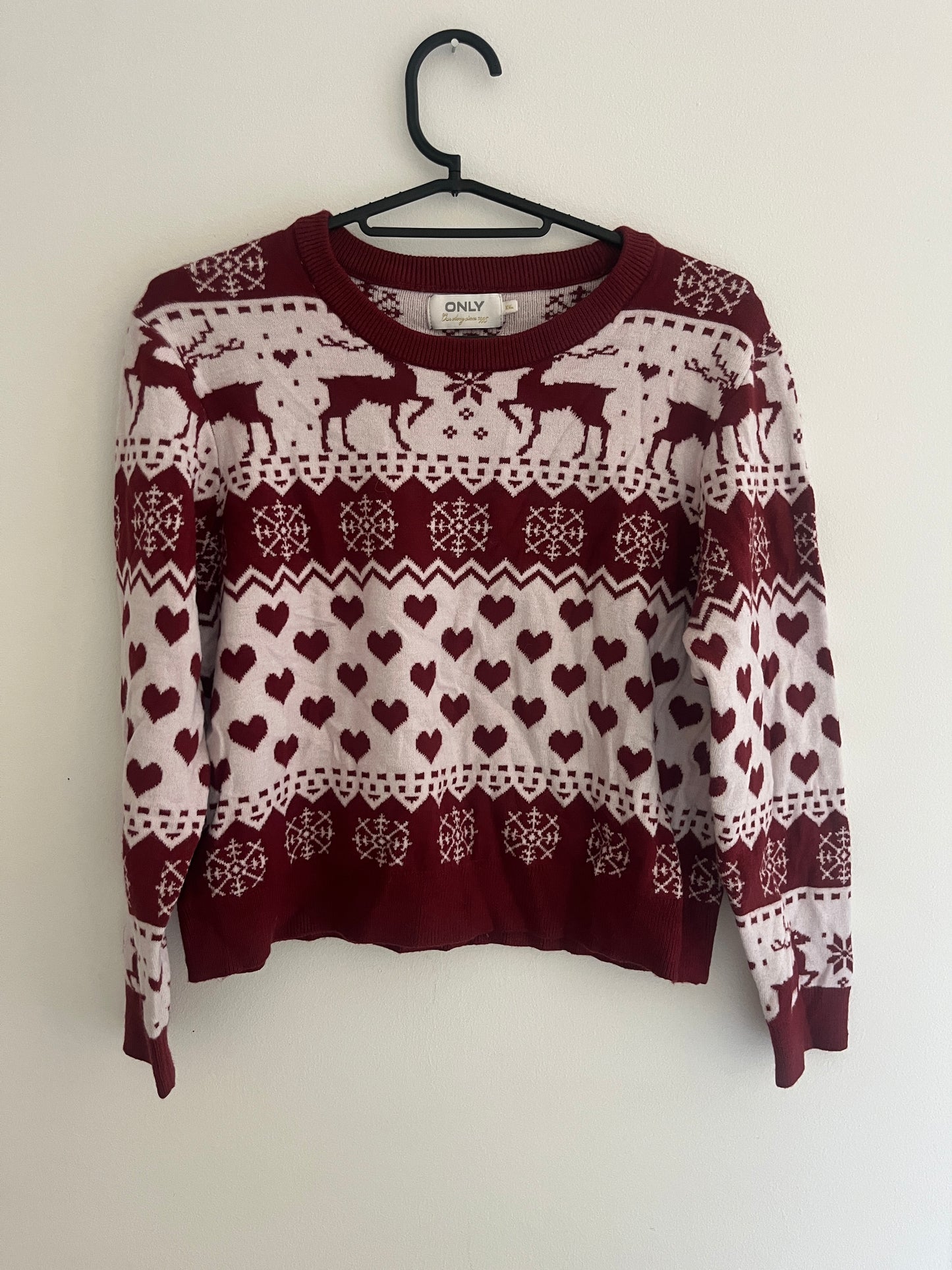 Pull de Noël rouge et rose clair Only - XXL