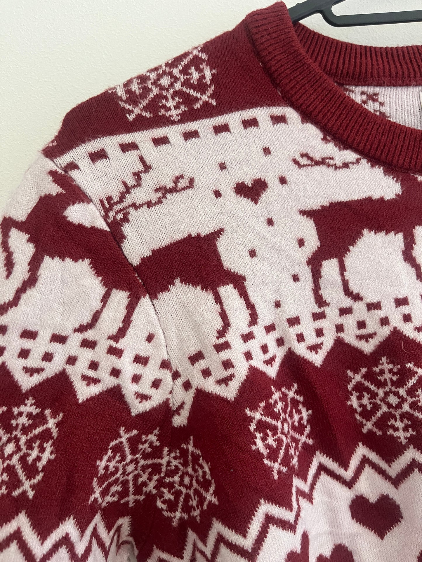 Pull de Noël rouge et rose clair Only - XXL