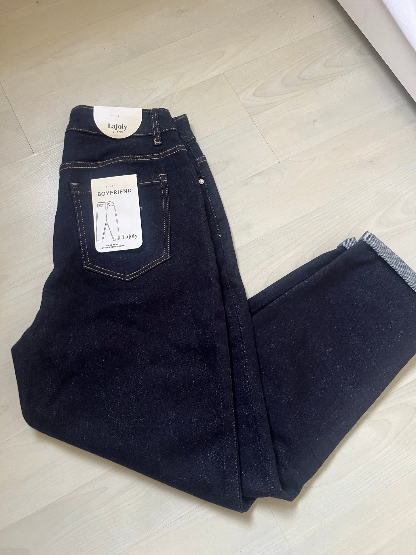 Jean boyfriend bleu brut avec ourlets Lajoly - 42