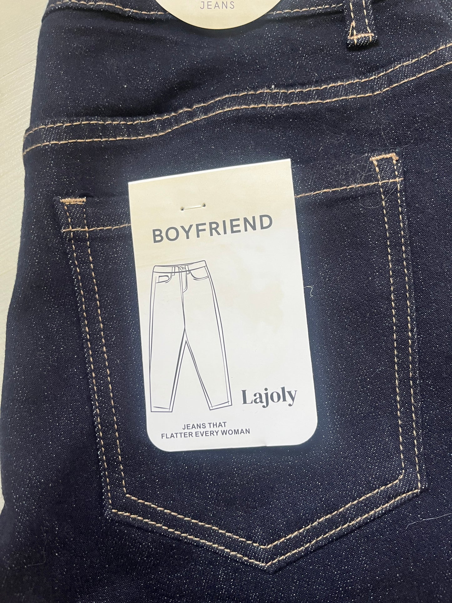 Jean boyfriend bleu brut avec ourlets Lajoly - 42
