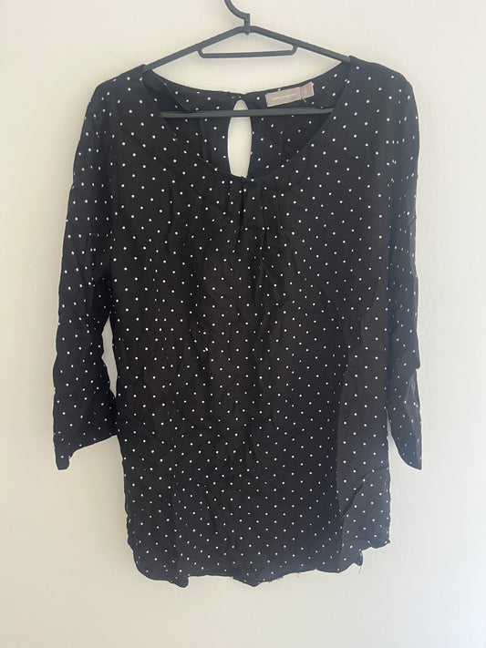T-shirt à manches longues noir et pois blancs Bronzini - 42