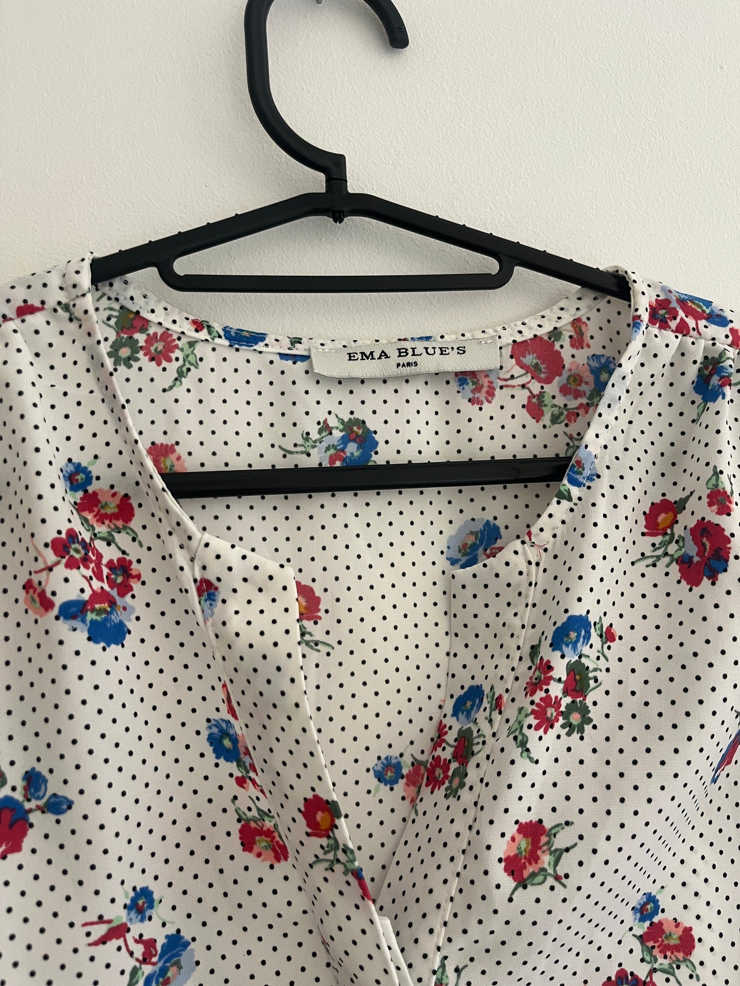 T-shirt à manches courtes fluide blanc et fleurs bleu et rose - T.4 (XL)