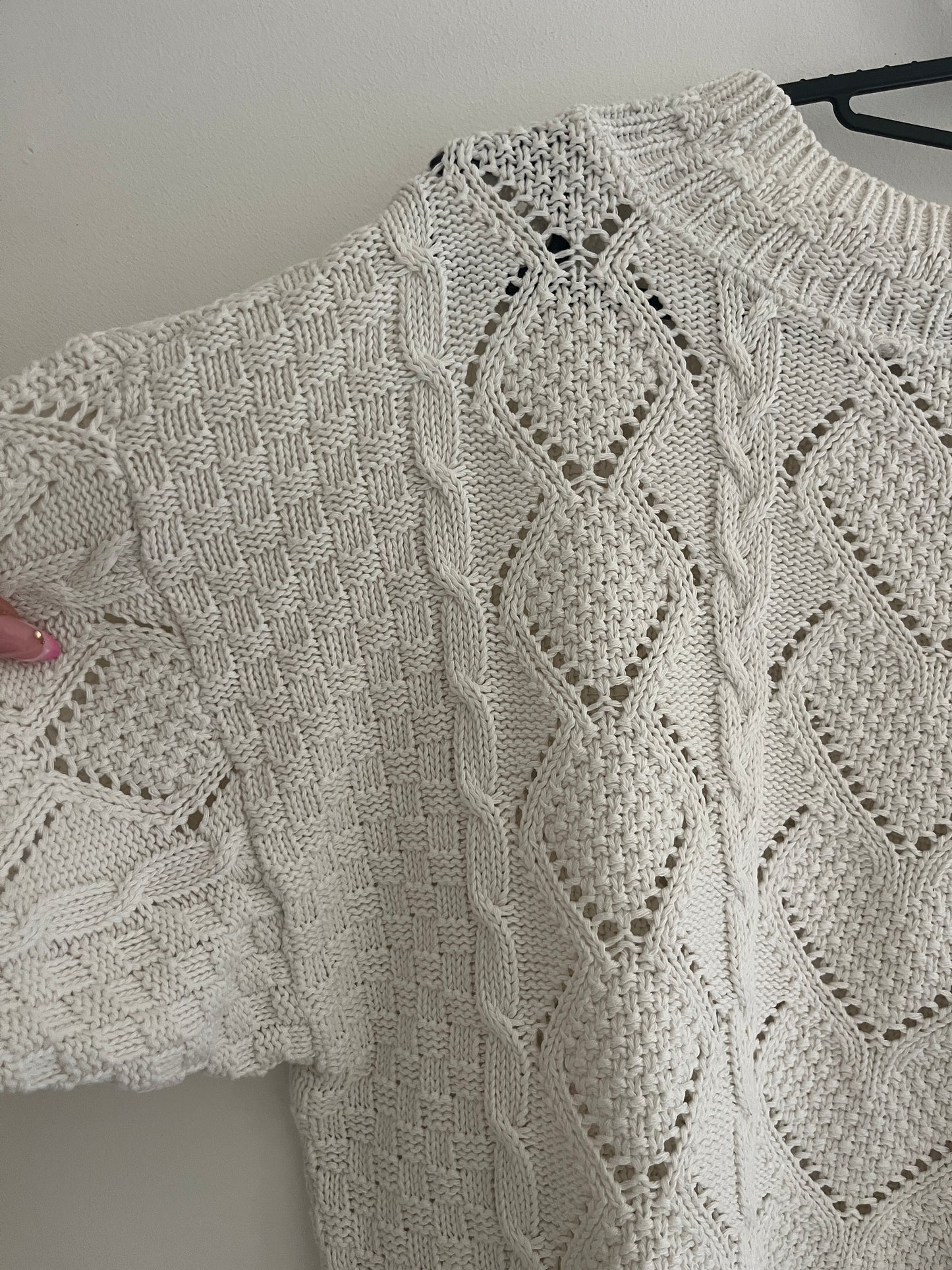 Pull en maille blanc broderies en cœur - M/L