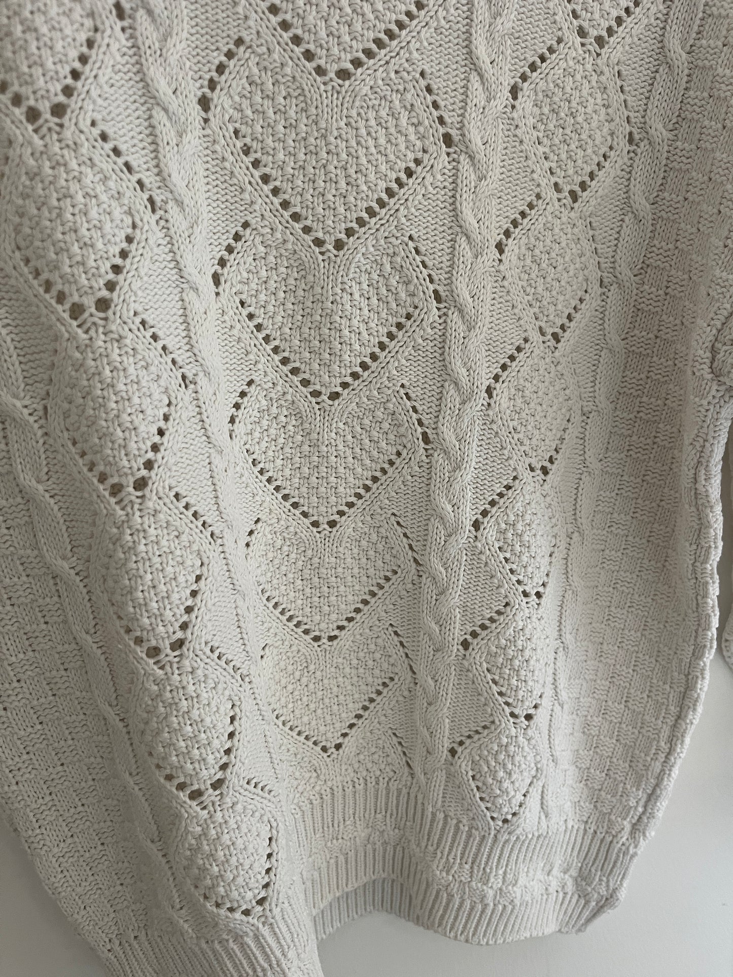 Pull en maille blanc broderies en cœur - M/L