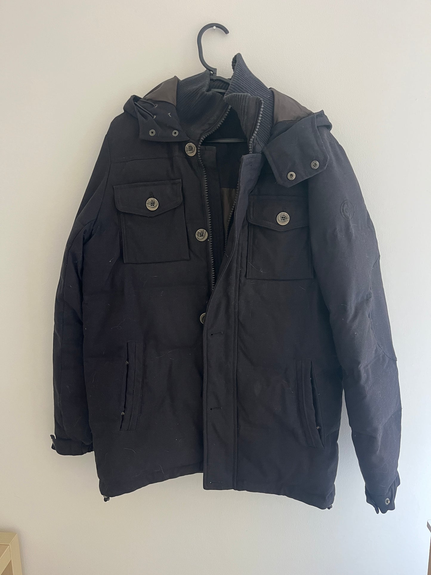 Blouson bleu marine avec capuche en plumes Coveri - 46