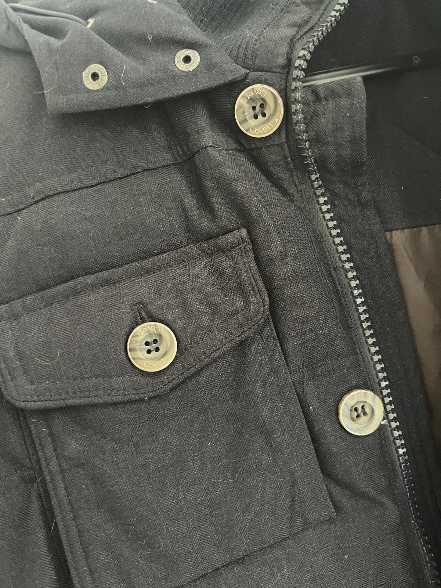 Blouson bleu marine avec capuche en plumes Coveri - 46