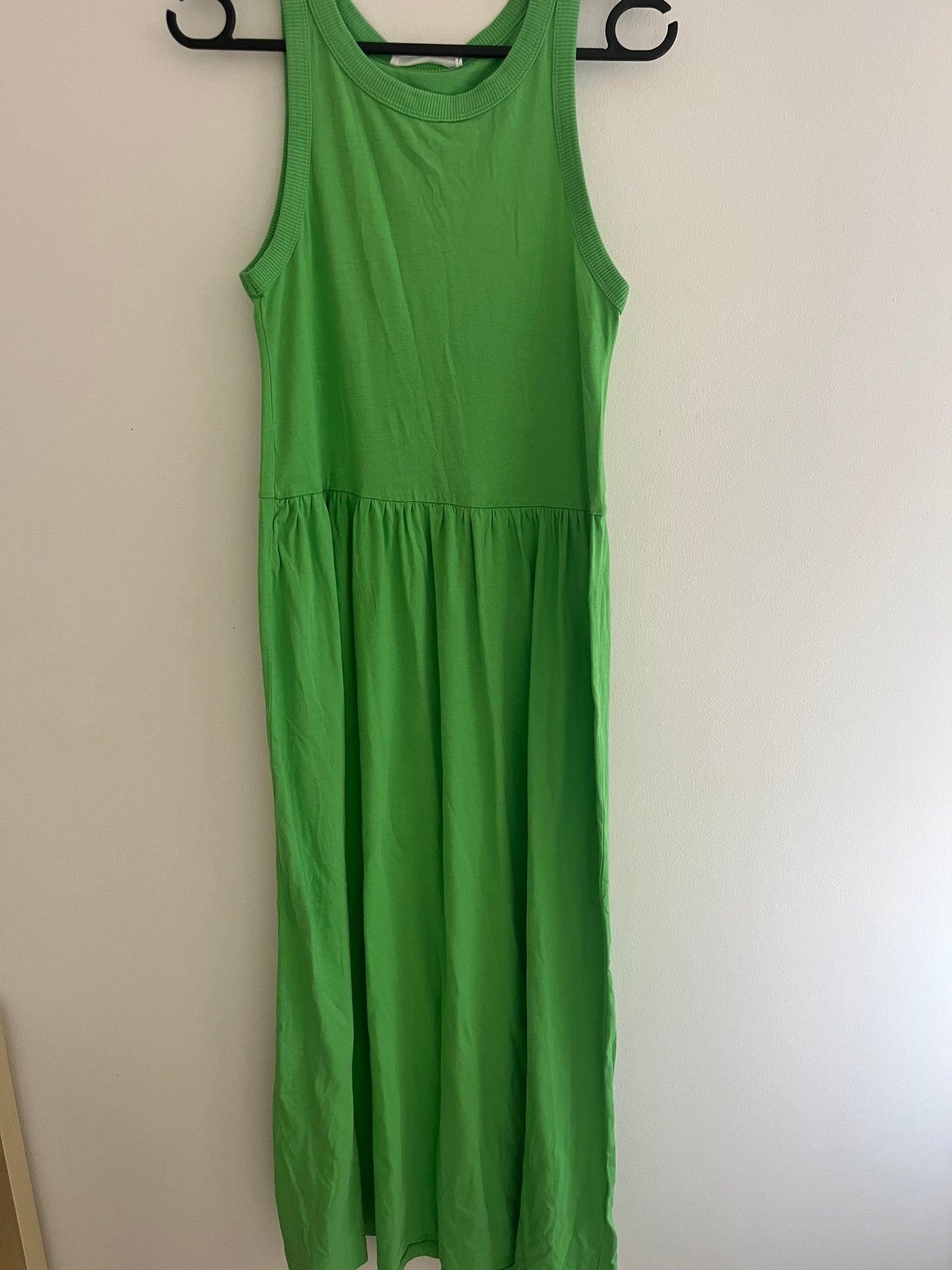 Robe longue vert col rond Mango - S