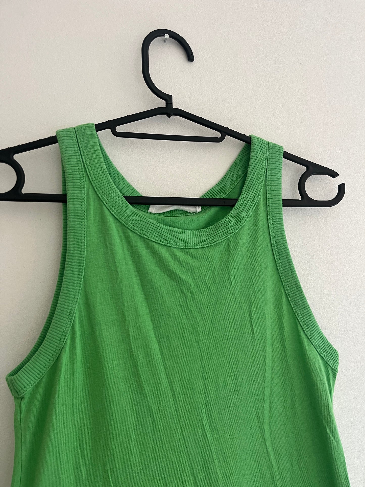 Robe longue vert col rond Mango - S